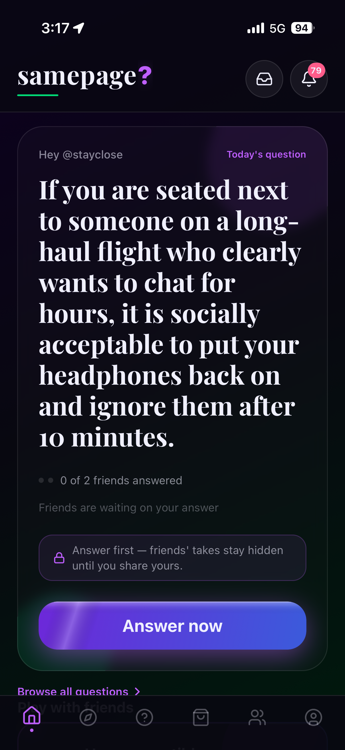 Today’s question, locked until you answer.